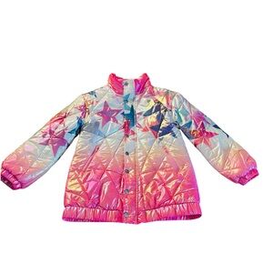 Baby Sara Girl’s Iridescent Pink Star Puffer Jacket Size 10